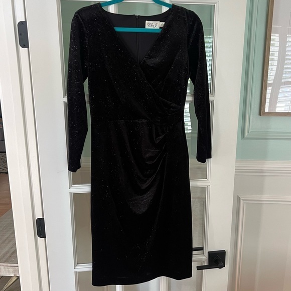 Eliza J Velvet Sparkle Long Sleeve Dress | 10 - Picture 1 of 4